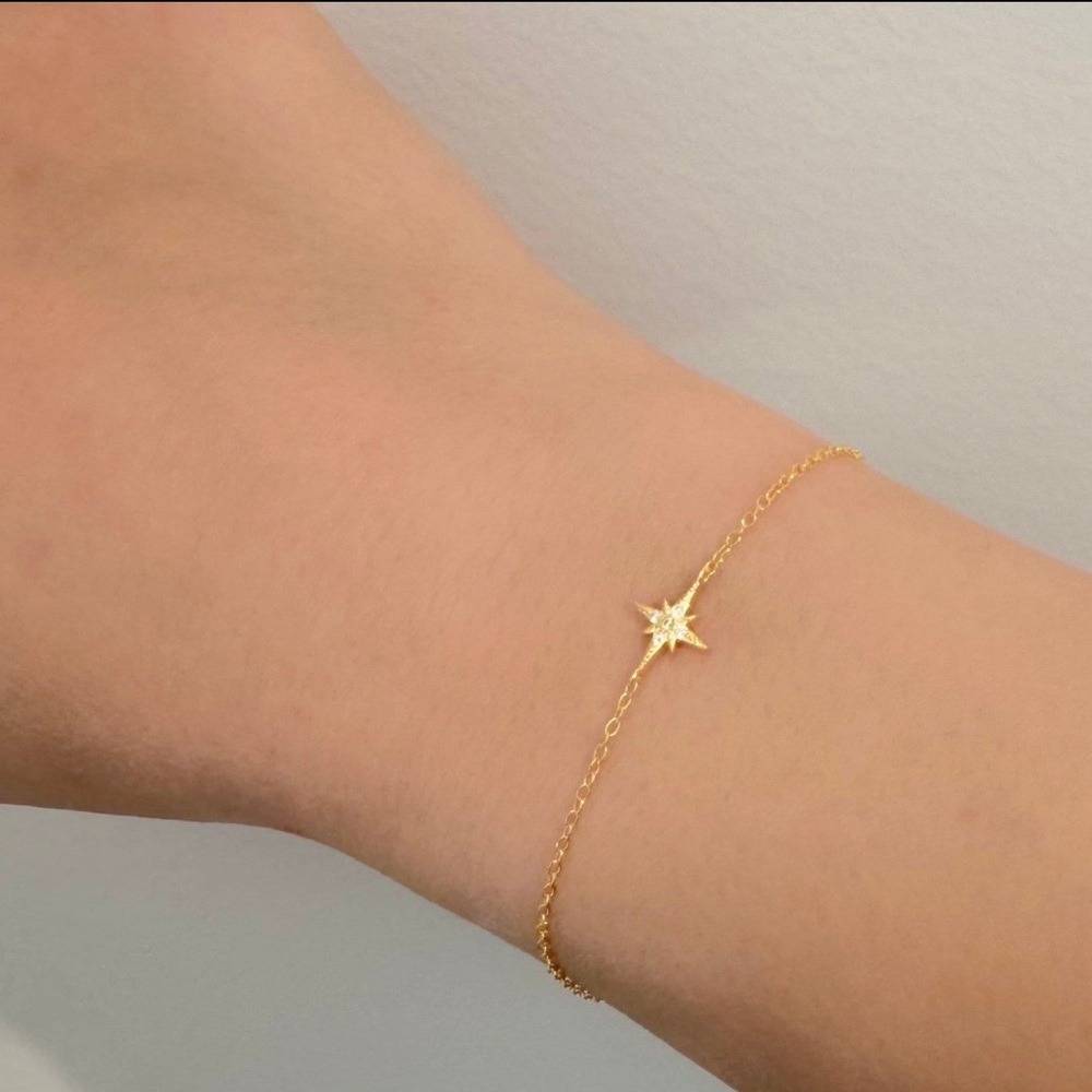 925 Sterling Silver North Star Bracelet With Gift Box 14k Gold Bracelet